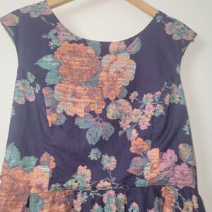 American Rag Floral Midi Dress - Navy and Orange